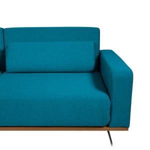 Hoekbank Copperfield II (met slaapfunctie) - geweven stof - Stof Zahira: Turquoise - Longchair vooraanzicht links