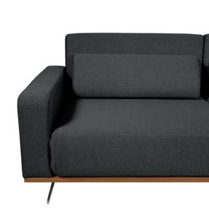 Ecksofa Copperfield II mit Schlaffunktion - Webstoff - Stoff Zahira: Anthrazit - Longchair davorstehend rechts