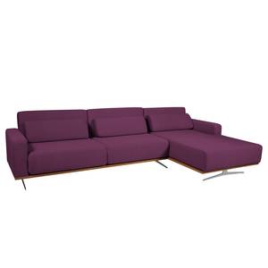 Ecksofa Copperfield II mit Schlaffunktion - Webstoff - Stoff Zahira: Aubergine - Longchair davorstehend rechts