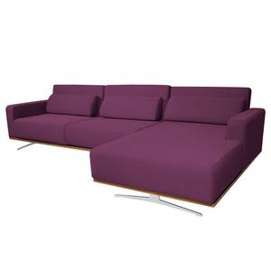 Ecksofa Copperfield II mit Schlaffunktion - Webstoff - Stoff Zahira: Aubergine - Longchair davorstehend rechts