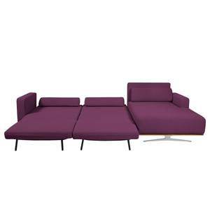 Canapé d'angle Copperfield II Avec fonction couchage - Tissu - Tissu Zahira : Aubergine - Méridienne courte à droite (vue de face)