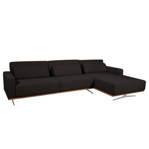 Ecksofa Copperfield II mit Schlaffunktion - Webstoff - Stoff Zahira: Braun - Longchair davorstehend rechts