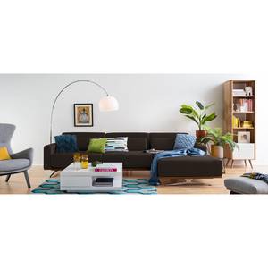 Ecksofa Copperfield II mit Schlaffunktion - Webstoff - Stoff Zahira: Braun - Longchair davorstehend rechts