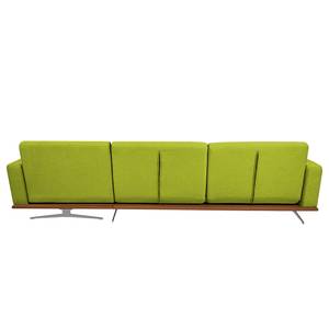 Ecksofa Copperfield II mit Schlaffunktion - Webstoff - Stoff Zahira: Limette - Longchair davorstehend rechts