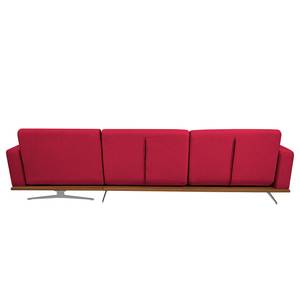 Ecksofa Copperfield II mit Schlaffunktion - Webstoff - Stoff Zahira: Rot - Longchair davorstehend rechts