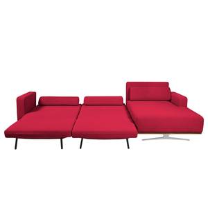 Ecksofa Copperfield II mit Schlaffunktion - Webstoff - Stoff Zahira: Rot - Longchair davorstehend rechts