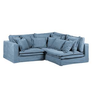 Ecksofa Coral Beach Webstoff Blau - Armlehne davorstehend links