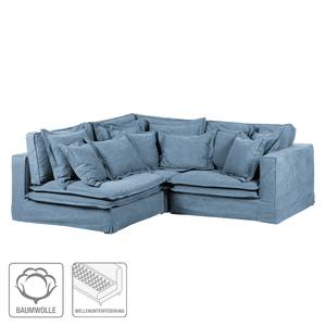 Ecksofa Coral Beach Webstoff Blau - Armlehne davorstehend rechts