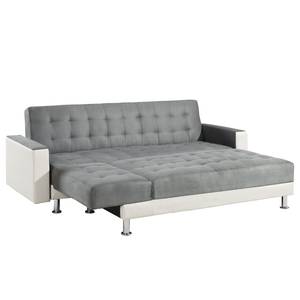 Ecksofa Corby (mit Schlaffunktion) Kunstleder / Microfaser - Weiß / Grau - Longchair beidseitig montierbar - Grau / Weiß