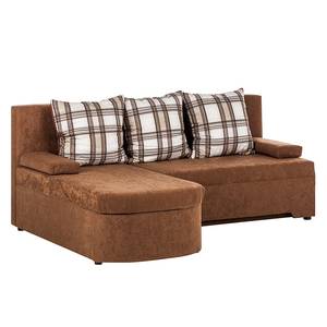 Ecksofa Cosi (mit Schlaffunktion) Microfaser Braun - Longchair beidseitig montierbar