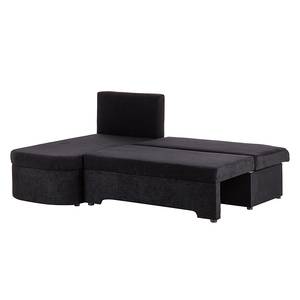 Ecksofa Cosi (mit Schlaffunktion) Microfaser Schwarz Longchair beidseitig montierbar