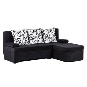 Ecksofa Cosi (mit Schlaffunktion) Microfaser Schwarz - Longchair beidseitig montierbar