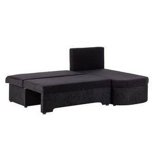 Ecksofa Cosi (mit Schlaffunktion) Microfaser Schwarz Longchair beidseitig montierbar