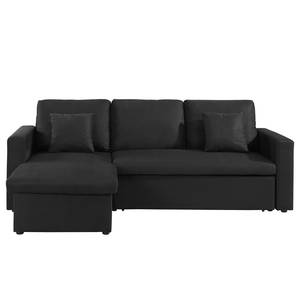 Ecksofa Coventry (mit Schlaffunktion) Microfaser - Schwarz - Longchair beidseitig montierbar