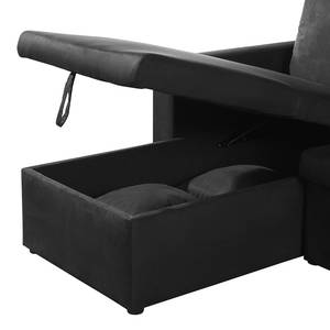 Ecksofa Coventry (mit Schlaffunktion) Microfaser - Schwarz - Longchair beidseitig montierbar