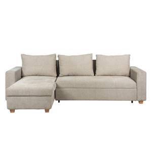 Ecksofa Crandon (mit Schlaffunktion) Webstoff - Stoff Parsa: Beige-Grau - Longchair davorstehend links