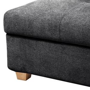 Canapé d'angle Crandon Avec fonction couchage - Tissu - Tissu Parsa : Gris-Noir - Méridienne courte à gauche (vue de face)