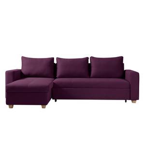 Ecksofa Crandon (mit Schlaffunktion) Webstoff - Stoff Zahira: Aubergine - Longchair davorstehend links