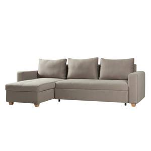 Ecksofa Crandon (mit Schlaffunktion) Webstoff - Stoff Zahira: Beige-Grau - Longchair davorstehend links