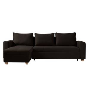 Ecksofa Crandon (mit Schlaffunktion) Webstoff - Stoff Zahira: Braun - Longchair davorstehend links