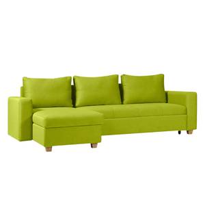 Ecksofa Crandon (mit Schlaffunktion) Webstoff - Stoff Zahira: Limette - Longchair davorstehend links