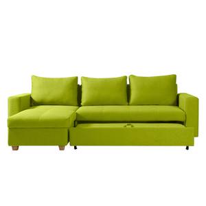 Ecksofa Crandon (mit Schlaffunktion) Webstoff - Stoff Zahira: Limette - Longchair davorstehend links