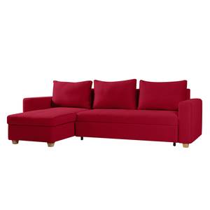 Ecksofa Crandon (mit Schlaffunktion) Webstoff - Stoff Zahira: Rot - Longchair davorstehend links