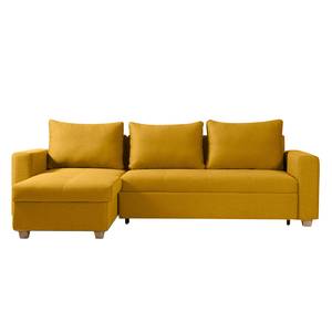 Canapé d'angle Crandon Avec fonction couchage - Tissu - Tissu Zahira : Jaune moutarde - Méridienne courte à gauche (vue de face)