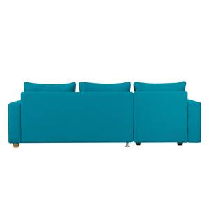 Canapé d'angle Crandon Avec fonction couchage - Tissu - Tissu Zahira : Turquoise - Méridienne courte à gauche (vue de face)