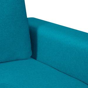 Hoekbank Crandon (met slaapfunctie) - geweven stof - Stof Zahira: Turquoise - Longchair vooraanzicht links