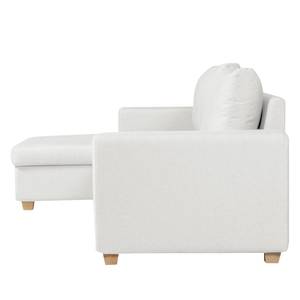 Canapé d'angle Crandon Avec fonction couchage - Tissu - Tissu Zahira : Blanc - Méridienne courte à gauche (vue de face)