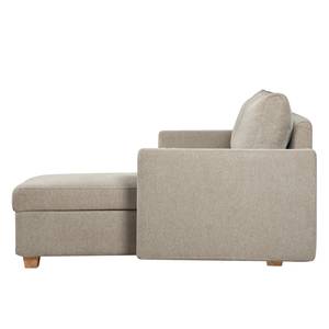 Ecksofa Crandon (mit Schlaffunktion) Webstoff - Stoff Parsa: Beige-Grau - Longchair davorstehend rechts