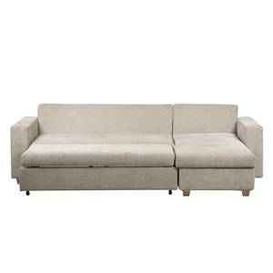 Ecksofa Crandon (mit Schlaffunktion) Webstoff - Stoff Parsa: Beige-Grau - Longchair davorstehend rechts