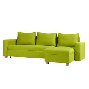 Ecksofa Crandon (mit Schlaffunktion) Webstoff - Stoff Zahira: Limette - Longchair davorstehend rechts