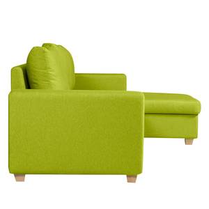 Canapé d'angle Crandon Avec fonction couchage - Tissu - Tissu Zahira : Citron vert - Méridienne courte à droite (vue de face)