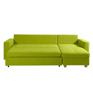 Canapé d'angle Crandon Avec fonction couchage - Tissu - Tissu Zahira : Citron vert - Méridienne courte à droite (vue de face)