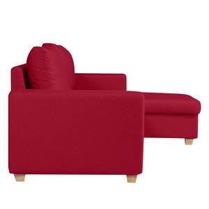 Canapé d'angle Crandon Avec fonction couchage - Tissu - Tissu Zahira : Rouge - Méridienne courte à droite (vue de face)