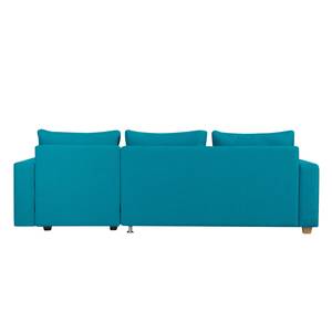 Canapé d'angle Crandon Avec fonction couchage - Tissu - Tissu Zahira : Turquoise - Méridienne courte à droite (vue de face)