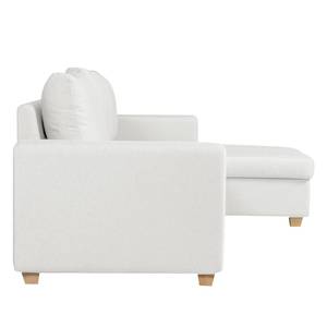 Canapé d'angle Crandon Avec fonction couchage - Tissu - Tissu Zahira : Blanc - Méridienne courte à droite (vue de face)