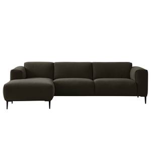 Ecksofa Crawford I Webstoff Webstoff Saia: Schwarz-Braun - Breite: 285 cm - Longchair davorstehend links