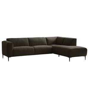 Ecksofa Crawford Iii Webstoff Webstoff Saia: Schwarz-Braun - Ottomane davorstehend rechts