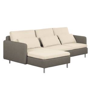 Ecksofa Cromwell Webstoff Webstoff - Beige / Braun - Longchair davorstehend links