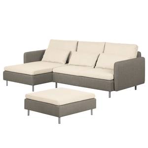 Hoekbank Cromwell geweven stof - Beige/bruin - Longchair vooraanzicht links