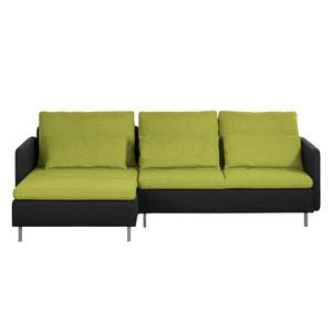 Canapé d'angle Cromwell Tissu - Vert / Noir - Méridienne courte à gauche (vue de face)