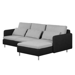 Ecksofa Cromwell Webstoff Webstoff - Grau / Schwarz - Longchair davorstehend rechts