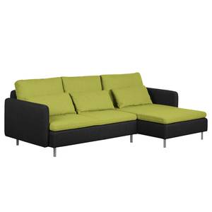 Ecksofa Cromwell Webstoff Grün / Schwarz - Longchair davorstehend rechts