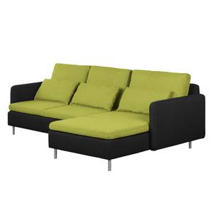 Ecksofa Cromwell Webstoff Webstoff - Grün / Schwarz - Longchair davorstehend rechts