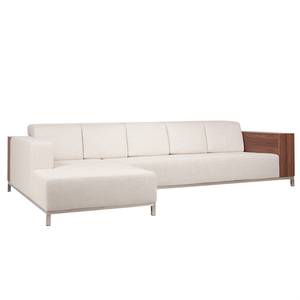 Hoekbank CX geweven stof Stof Andra: Beige - Longchair vooraanzicht links