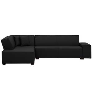 Ecksofa Dallas Echtleder Echtleder Gad: Schwarz - Longchair davorstehend links