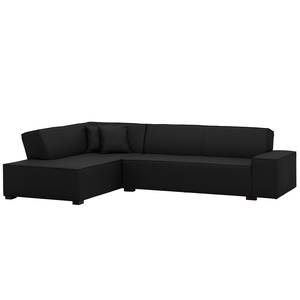 Ecksofa Dallas Echtleder Echtleder Gad: Schwarz - Longchair davorstehend links